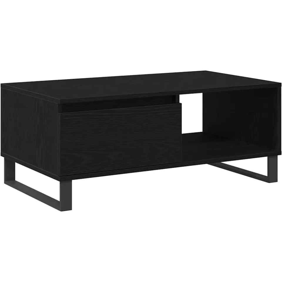 vidaXL Salontafel Zwart Eiken 90 x 50 x 36,5 cm Bewerkt hout, foto 3