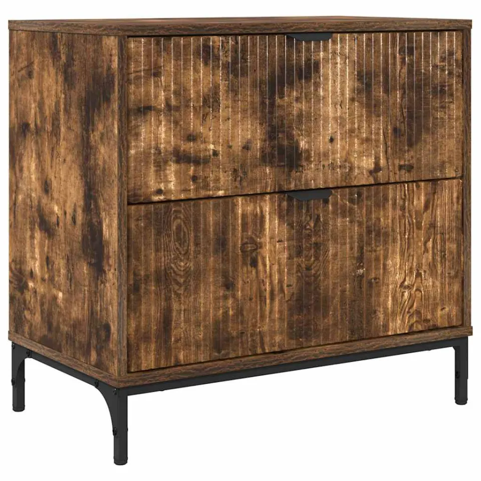 vidaXL Nachtkastje Gerookt eiken 63.5 x 36 x 61 cm Bewerkt hout, foto 3