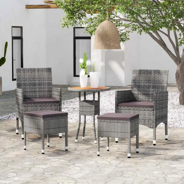 vidaXL 5-delige Loungeset poly rattan grijs, foto 2