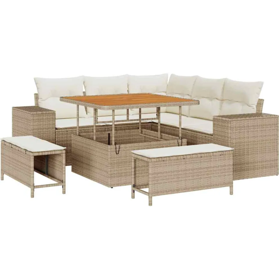 vidaXL Tuin Sofa Set 8 st Beige poly rattan
