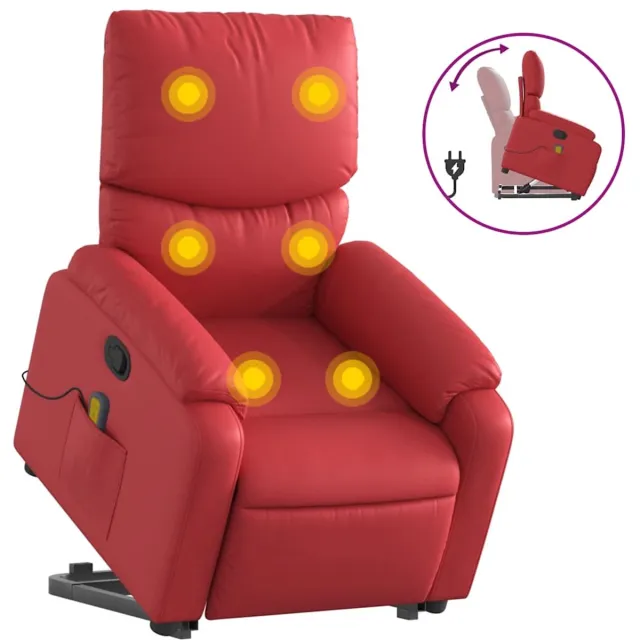vidaXL Sta-op-massagestoel - verstelbaar - kunstleer - rood