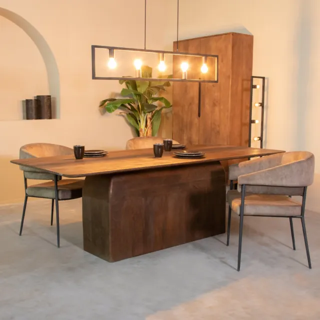 LABEL51 Owen Eetkamertafel - Bruin - Hout - 200 cm Espresso