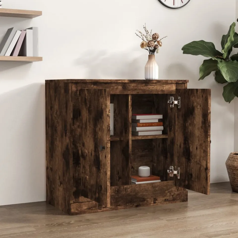 vidaXL Dressoir 70x35,5x67,5 cm bewerkt hout gerookt eikenkleurig, foto 3
