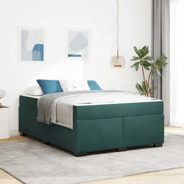 vidaXL Bedframe met matras Donkergroen 140 x 200 cm Stof