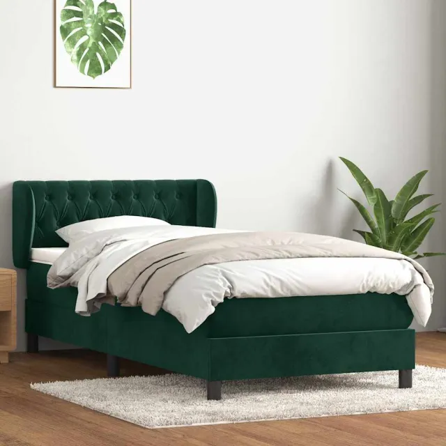 vidaXL Boxspring met matras fluweel donkergroen 80x220 cm groen