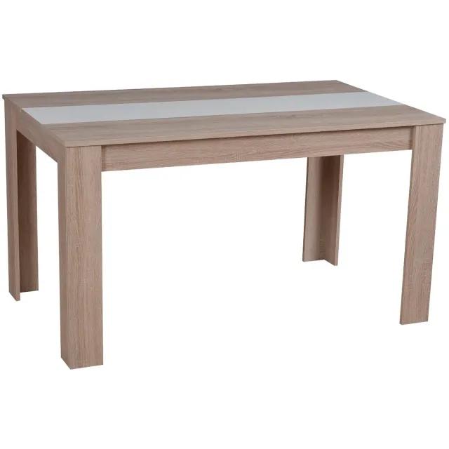 Homestyle4u Eettafel - 135x80 cm - Eetkamertafel - Massief Hout - Bruin en Wit