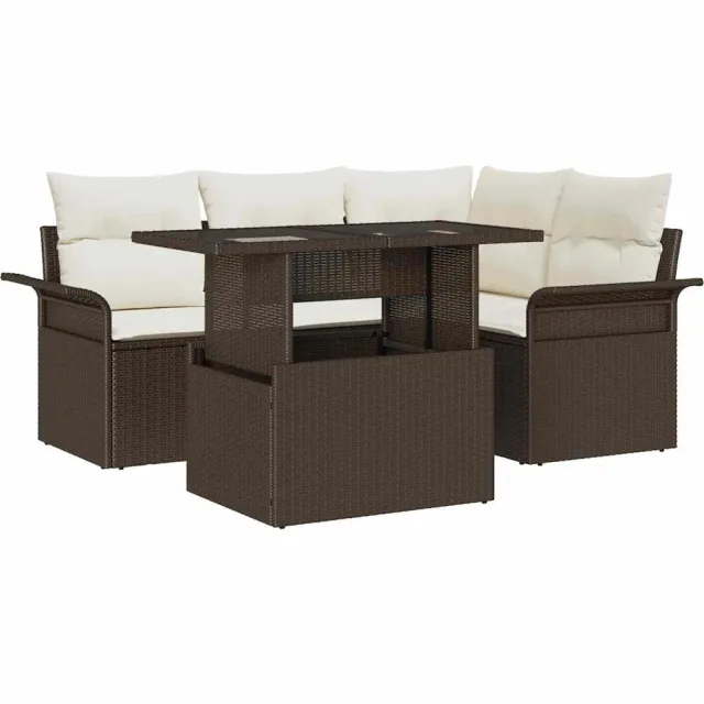 vidaXL Tuin Sofa Set 5 st Bruin [Synthetisch]: Poly Rattan