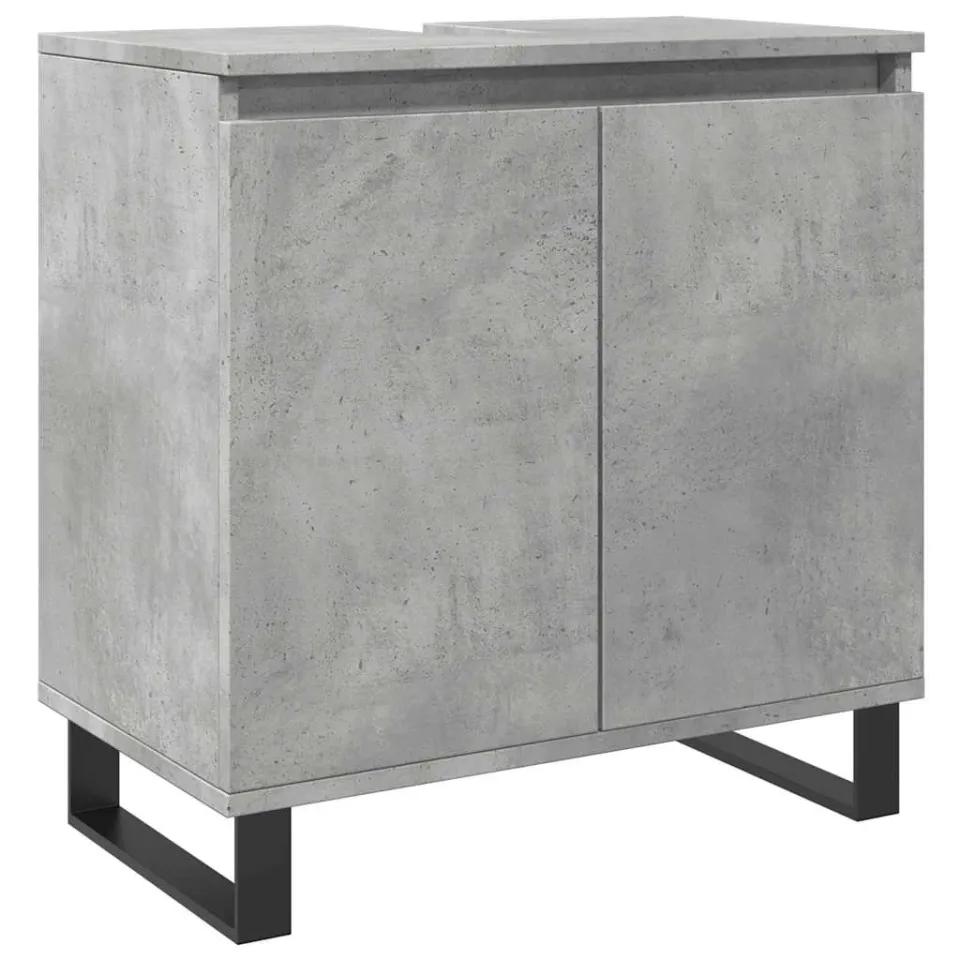 vidaXL Badkamerkast 58x33x60 cm bewerkt hout betongrijs
