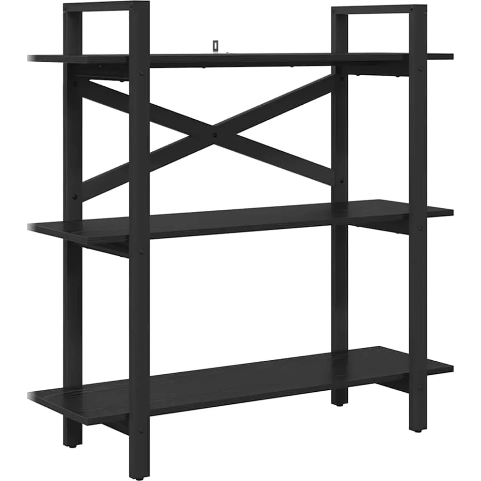 vidaXL Boekenkast 3-laags 100 x 33,5 x 102 cm Bewerkt hout Zwart Eiken, foto 3