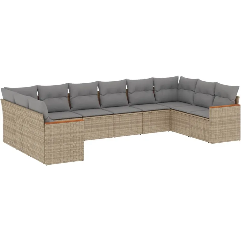 vidaXL Patio Sofa Set 10-zits Gemengd beige