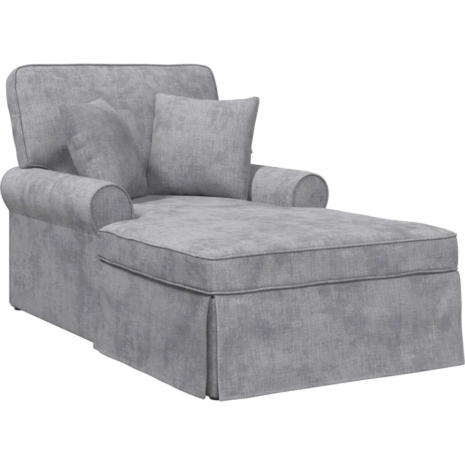 vidaXL Chaise Lounge met Rok Lichtgrijs 157 x 91 x 91 cm ARES, foto 4