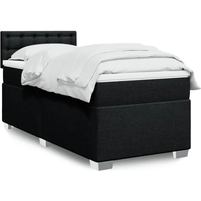 vidaXL Boxspring met matras stof zwart 100x200 cm