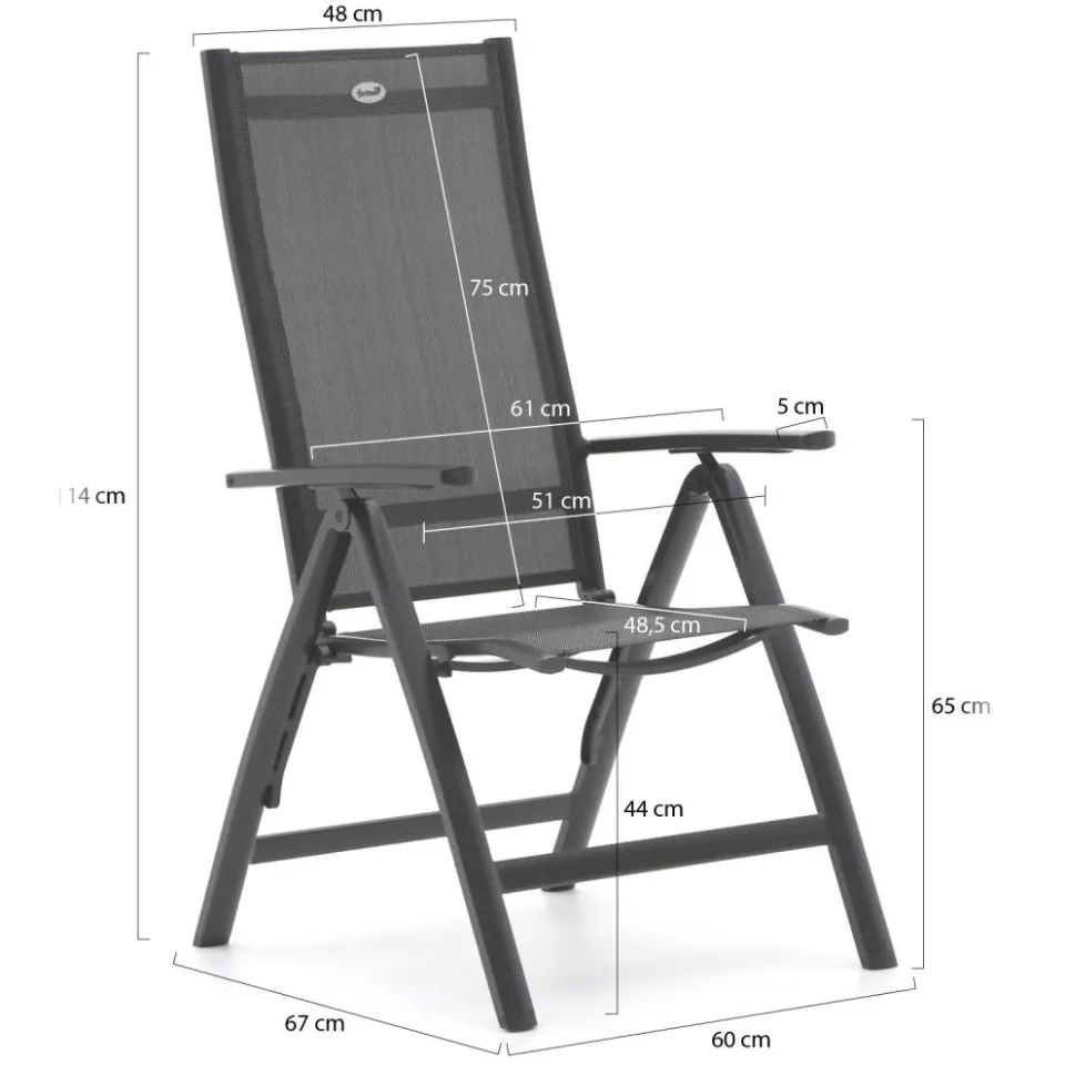 Hartman tuinmeubelen Hartman Troy/Lodola ø 130cm dining tuinset 5-delig verstelbaar Zwart