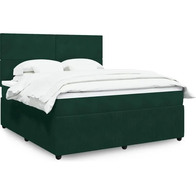 vidaXL Boxspring met matras fluweel donkergroen 180x200 cm groen