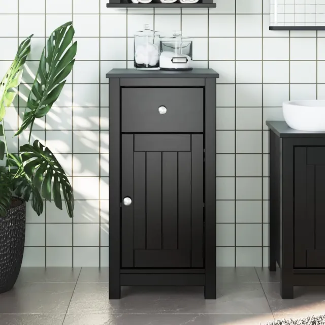 vidaXL Badkamerkast BERG 40x34x80 cm massief grenenhout zwart