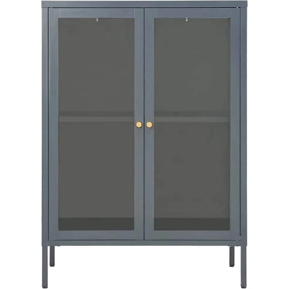 vidaXL Dressoir 75x35x105 cm staal en glas antracietkleurig, foto 4