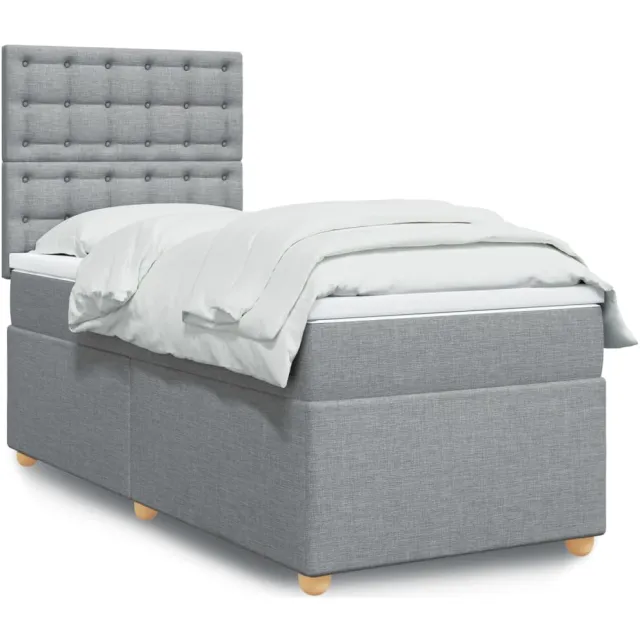 vidaXL Boxspring met matras stof lichtgrijs 100x200 cm grijs