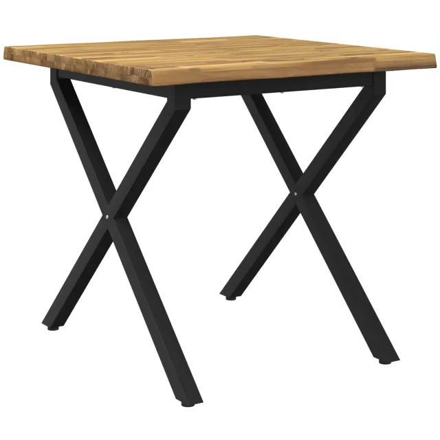 vidaXL Eettafel - met - levendige - rand - 80 - x - 80 - x - 75 - cm - Massief - Acacia - Hout Whitewash en zwart