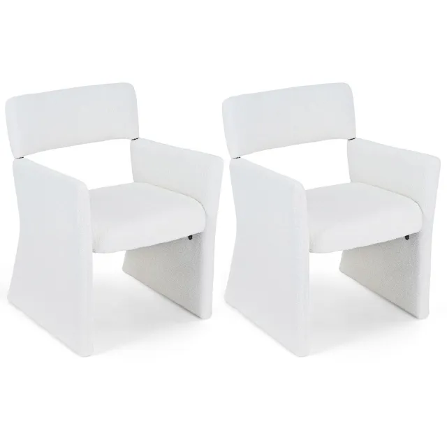 Costway Stoel set van 2, gestoffeerde relaxstoel, leesstoel, wit