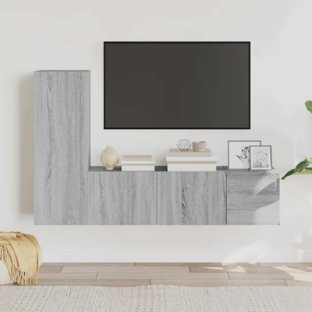 vidaXL 3-delige Tv-meubelset bewerkt hout grijs sonoma eikenkleurig, foto 2