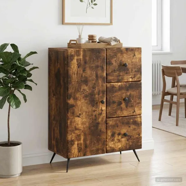 vidaXL Dressoir Gerookt eiken 66 x 34,5 x 90 cm Bewerkt hout Bruin