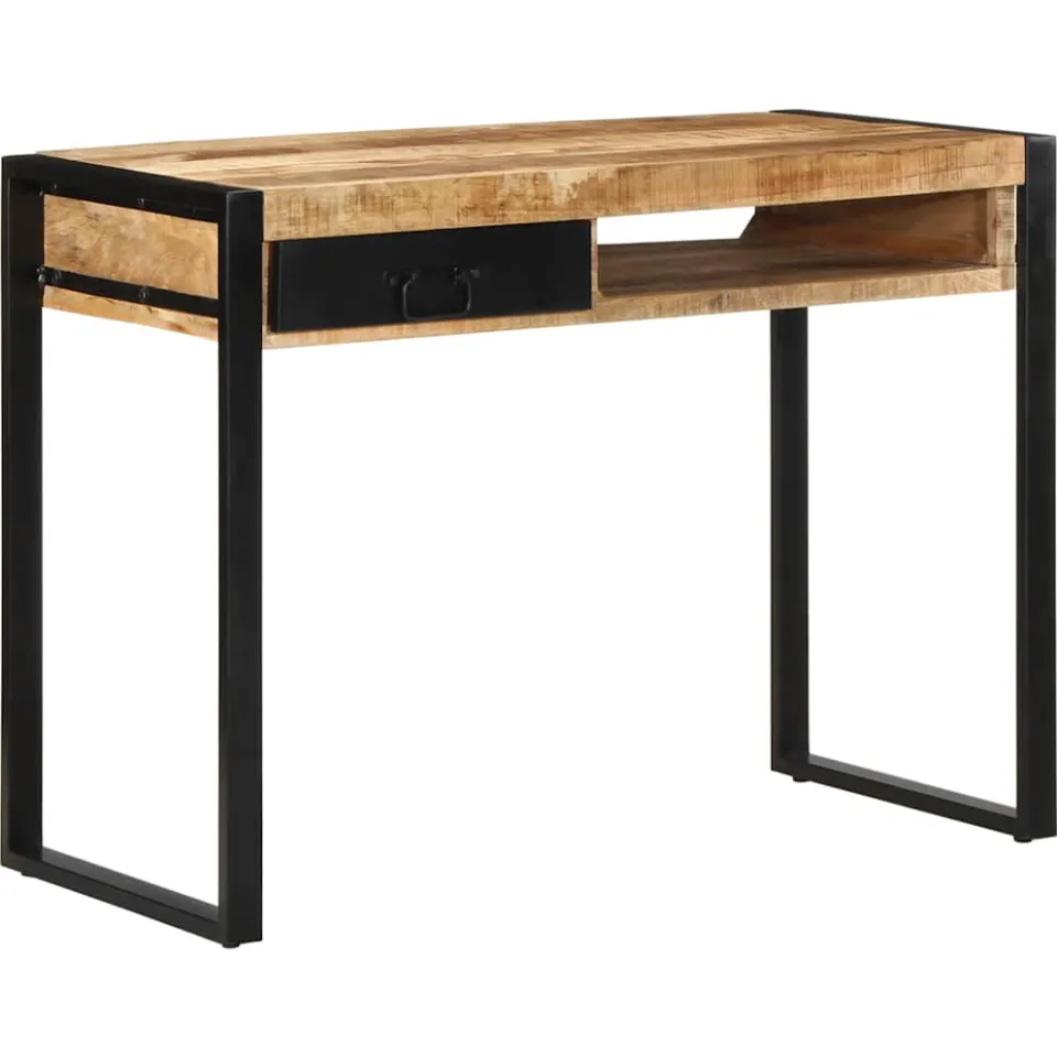vidaXL Bureau 100x50x75 cm massief ruw mangohout bruin, foto 3