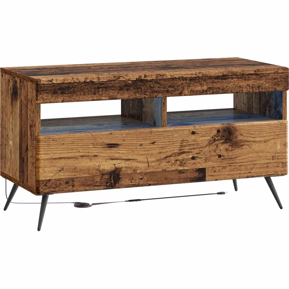 vidaXL LED tv-meubel Oud hout Bewerkt hout bruin, foto 3