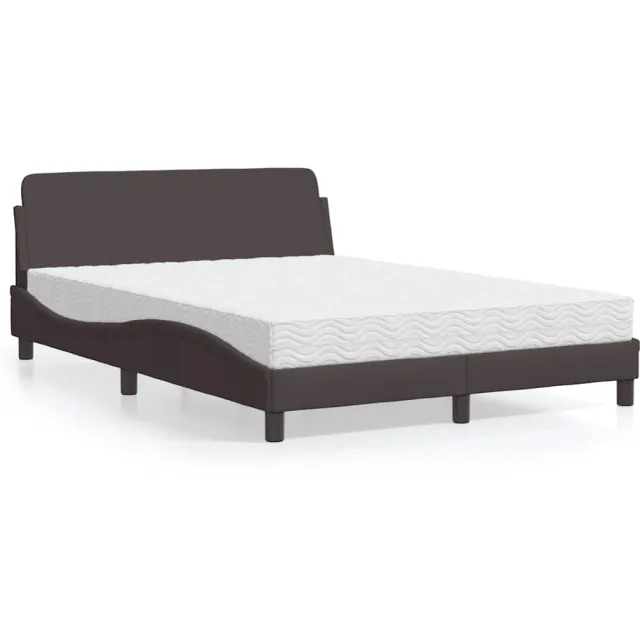 vidaXL Bed met matras "Dover" stof donkerbruin 140x200 cm