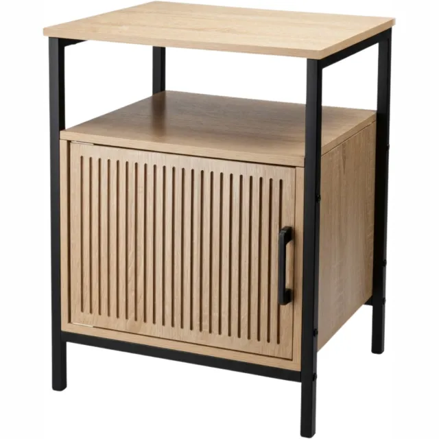 Home & Styling Nachtkastje - bruin/zwart - metaal/mdf - 43 x 33 x 55 cm - Slaapkamer