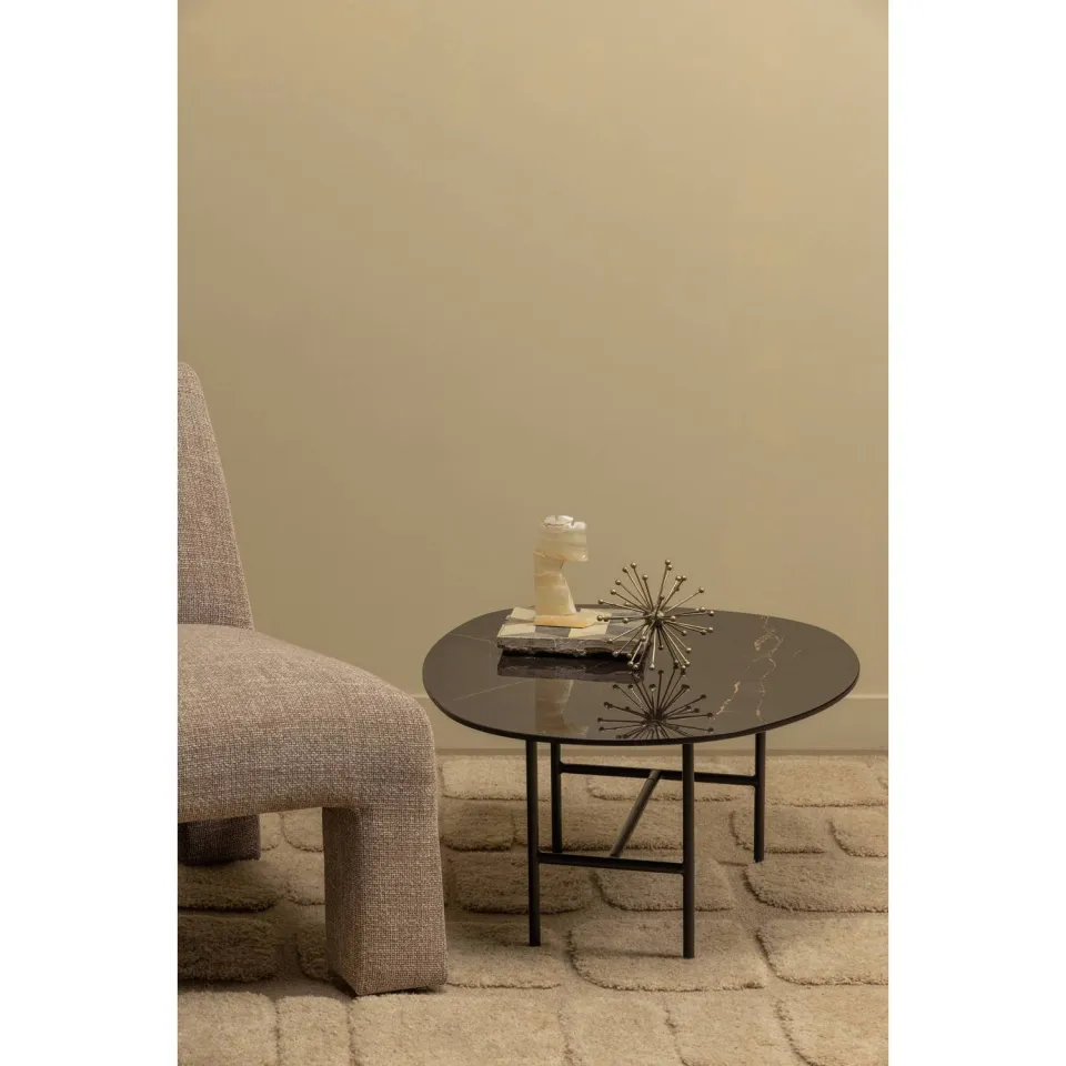 WOOOD Vajen Salontafel - Marmeren Look - Zwart - 34x80x60, foto 3