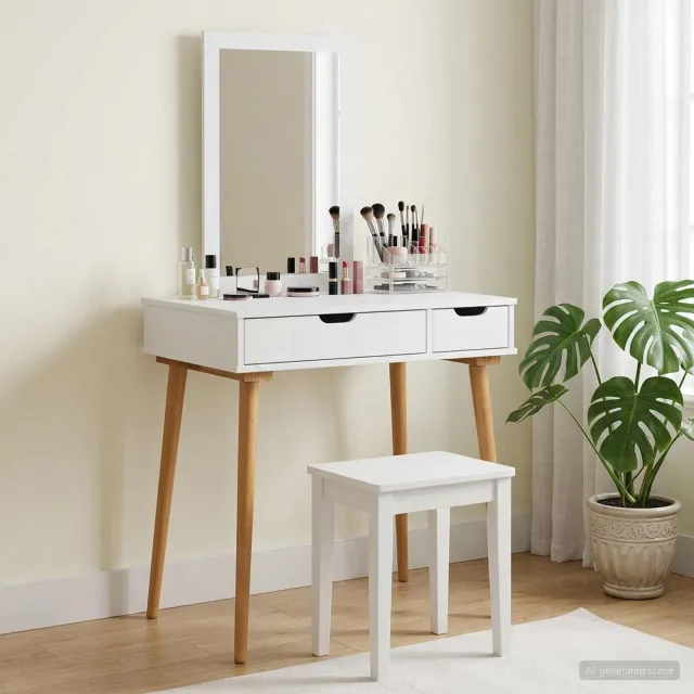 vidaXL Toilettafel Set FAUSKE 2 st Wit 76 x 50 x 143 cm