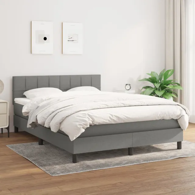 vidaXL Boxspring met matras stof donkergrijs 140x200 cm grijs