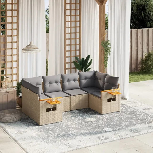 vidaXL Patio Sofa Set 6-zits Beige and Grey, foto 2