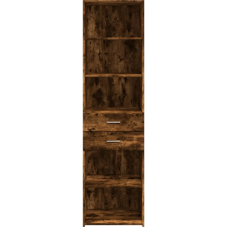 vidaXL Hoge kast 50x42,5x185 cm bewerkt hout gerookt eikenkleurig Bruin