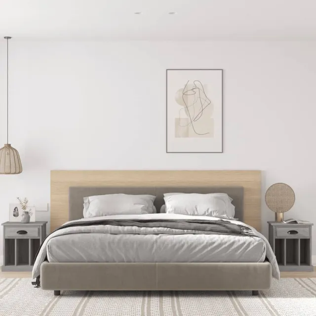 vidaXL Nachtkastjes 2 st 43x36x50 cm grijs sonoma eikenkleurig, foto 2