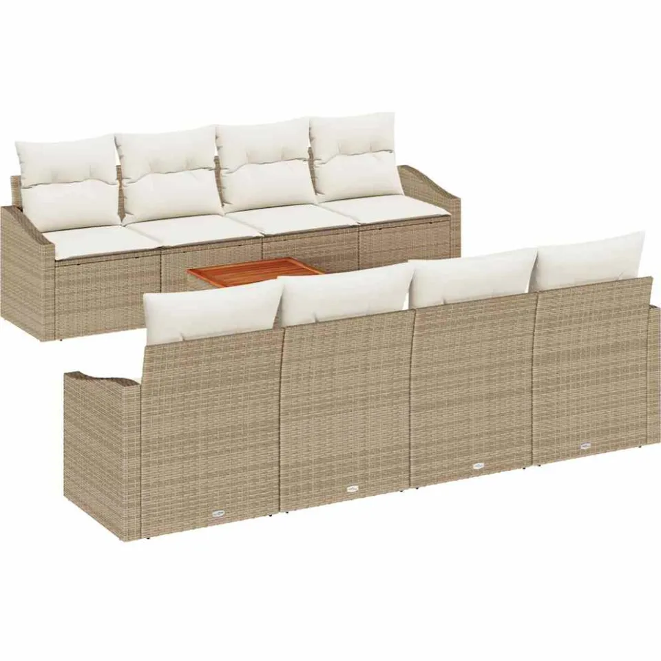 vidaXL Tuinbankenset 9 st Beige poly rattan, foto 4
