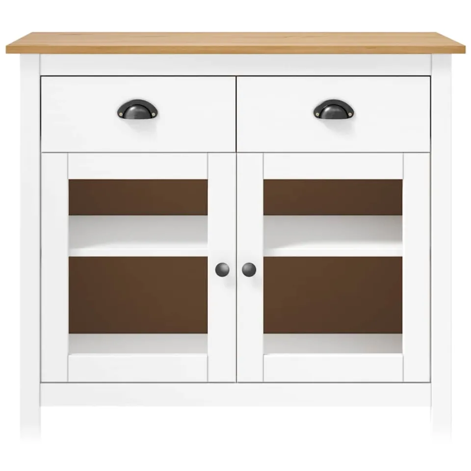 vidaXL Dressoir Hill Range 90x40x80 cm massief grenenhout wit, foto 2