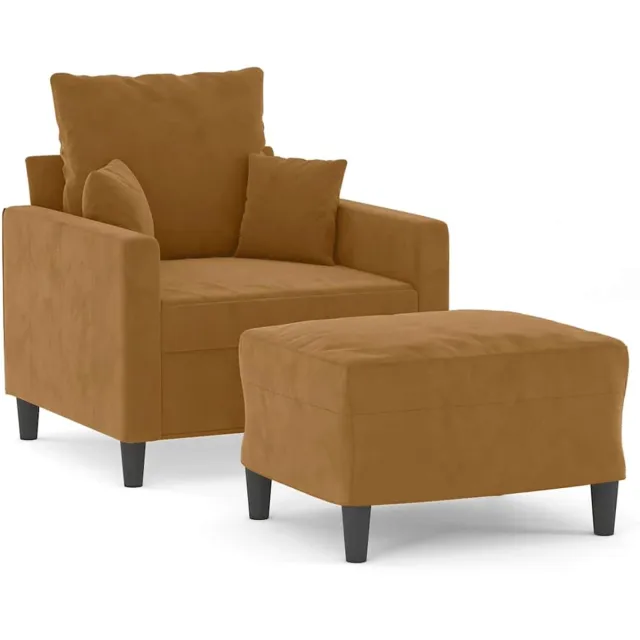 vidaXL Fauteuil - met - voetenbank - 60 - cm - fluweel - bruin