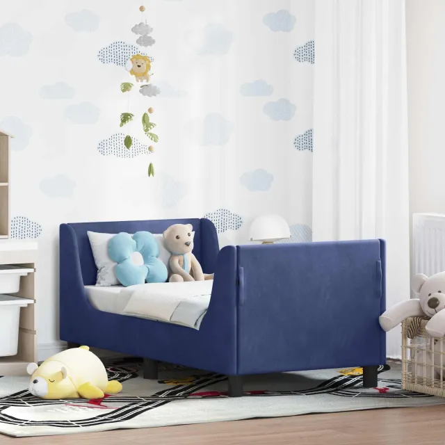 vidaXL Peuterbedframe met hoofdbord Donkergrijs 70 x 140 cm Fluweel