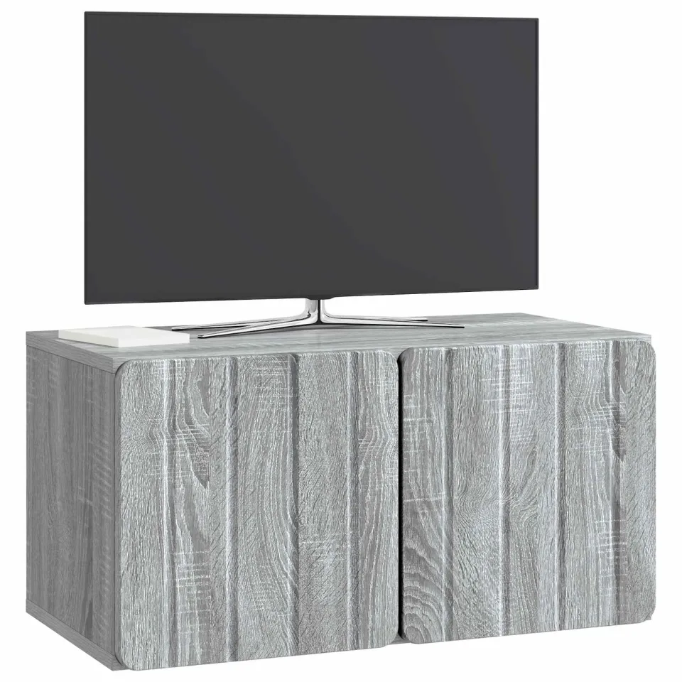 vidaXL Wandbeugel TV-kast 59,5 x 31 x 30 cm Grijs Sonoma Bewerkt hout