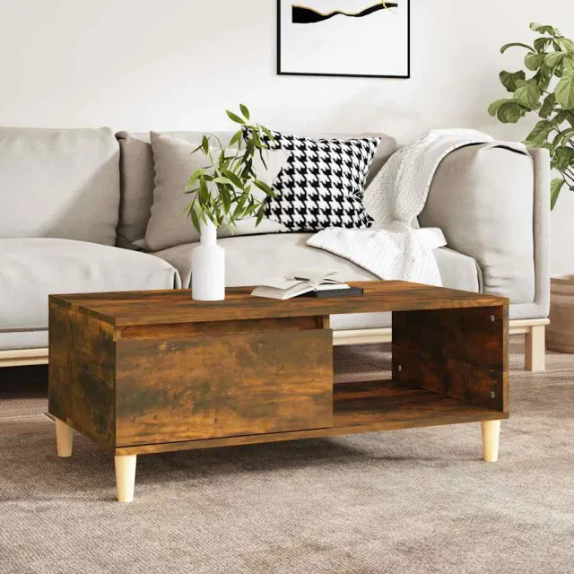 vidaXL Salontafel 90x50x36,5 cm bewerkt hout gerookt eikenkleurig Bruin