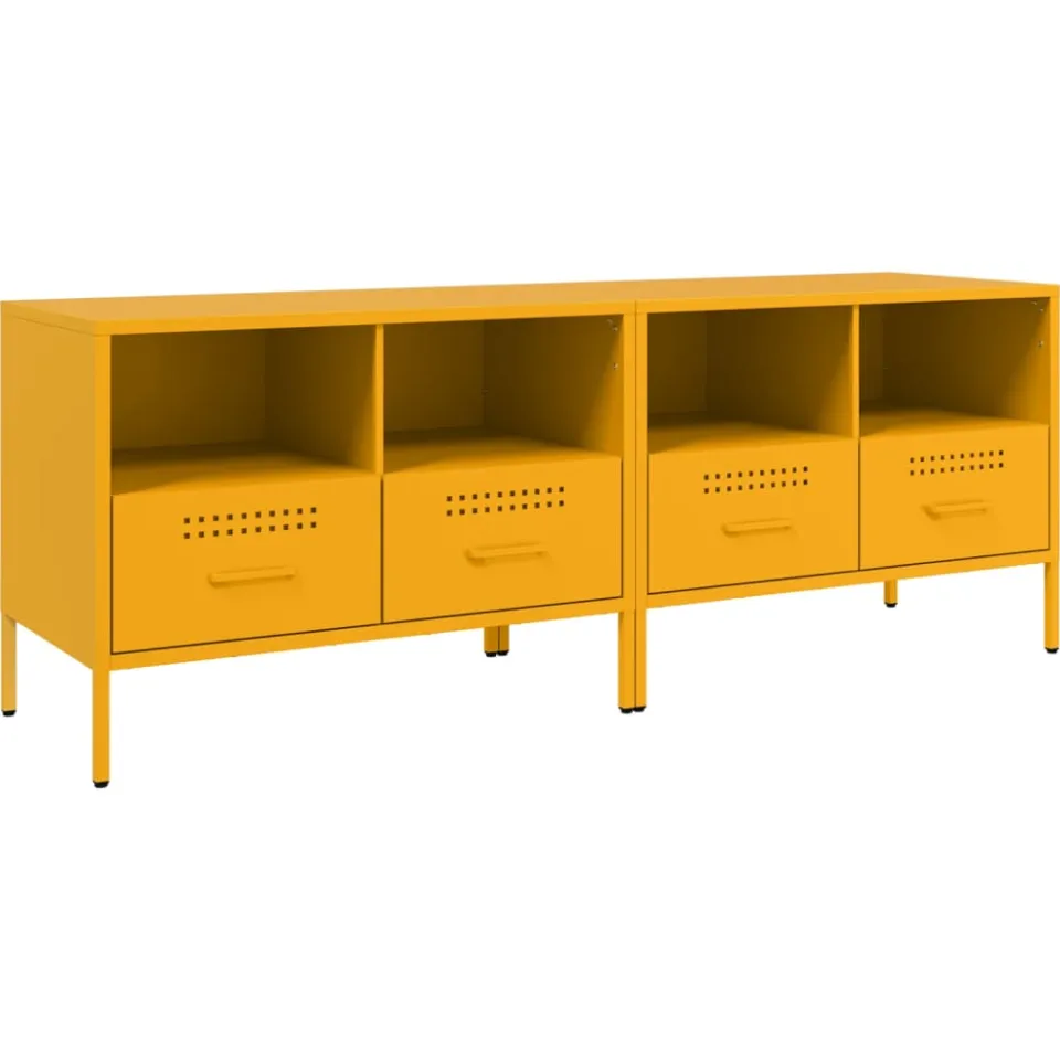 vidaXL Tv-meubelen 2 st 68x39x50,5 cm staal mosterdgeel