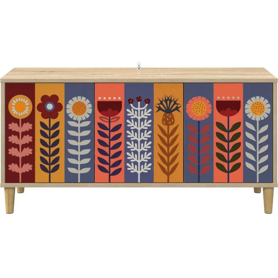 vidaXL Tv-meubel ESSEN 102 x 33 x 50 cm Sonoma Bewerkt hout bruin, foto 4