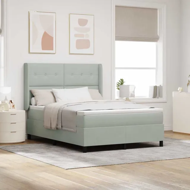 vidaXL Boxspringbed met hoofdeinde Lichtgrijs 160 x 200 cm Fluweel