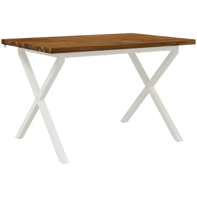 vidaXL Vierkante - Eettafel - 120 - x - 80 - x - 75 - cm - Massief - Acacia - Hout Natuurlijk en Wit