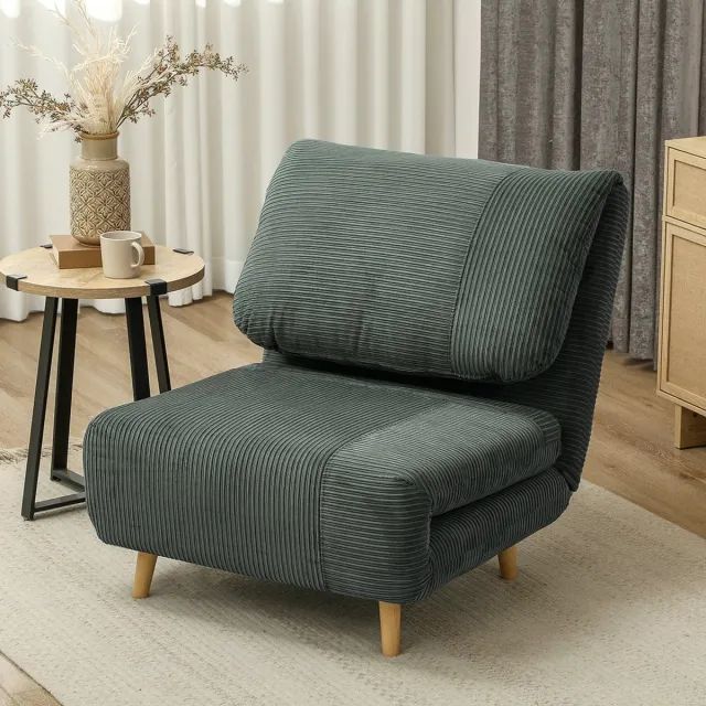 MODFU Fauteuil-2-In-1-Slaapstoel-Verstelbare-Rugleuning-Groen-82 X 89 X 83 Cm