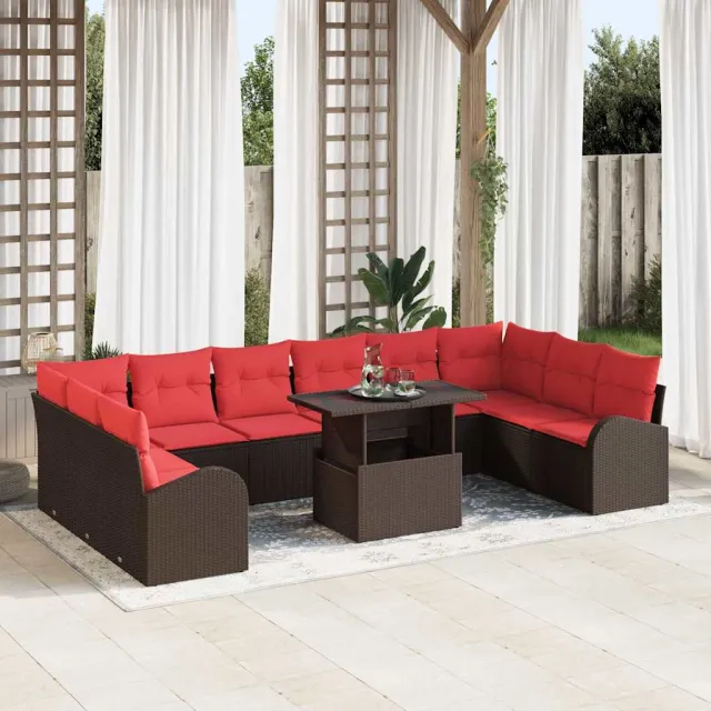 vidaXL Tuin Sofa Set 11 st Bruin Poly riet