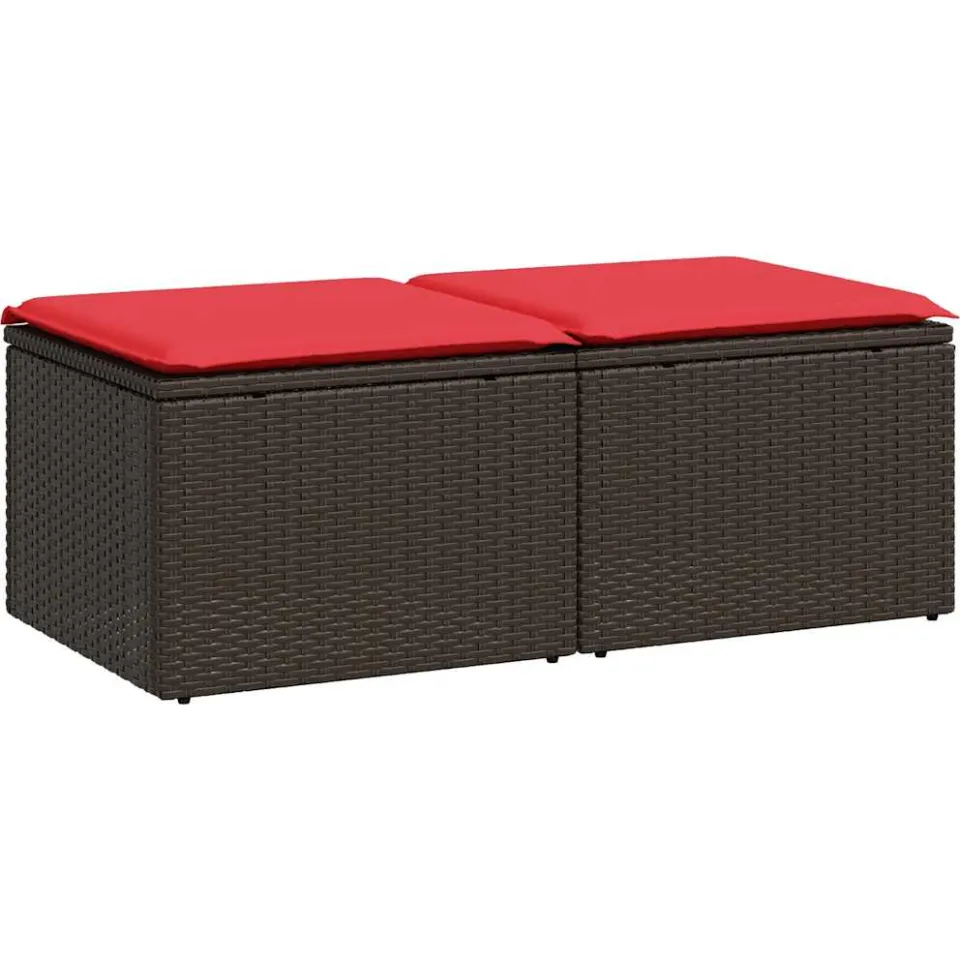 vidaXL 2-delige Loungeset met kussens poly rattan acacia bruin