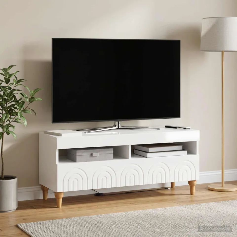 vidaXL LED tv-meubel ALKMAAR 100 x 35 x 43 cm Hoogglans Wit, foto 4
