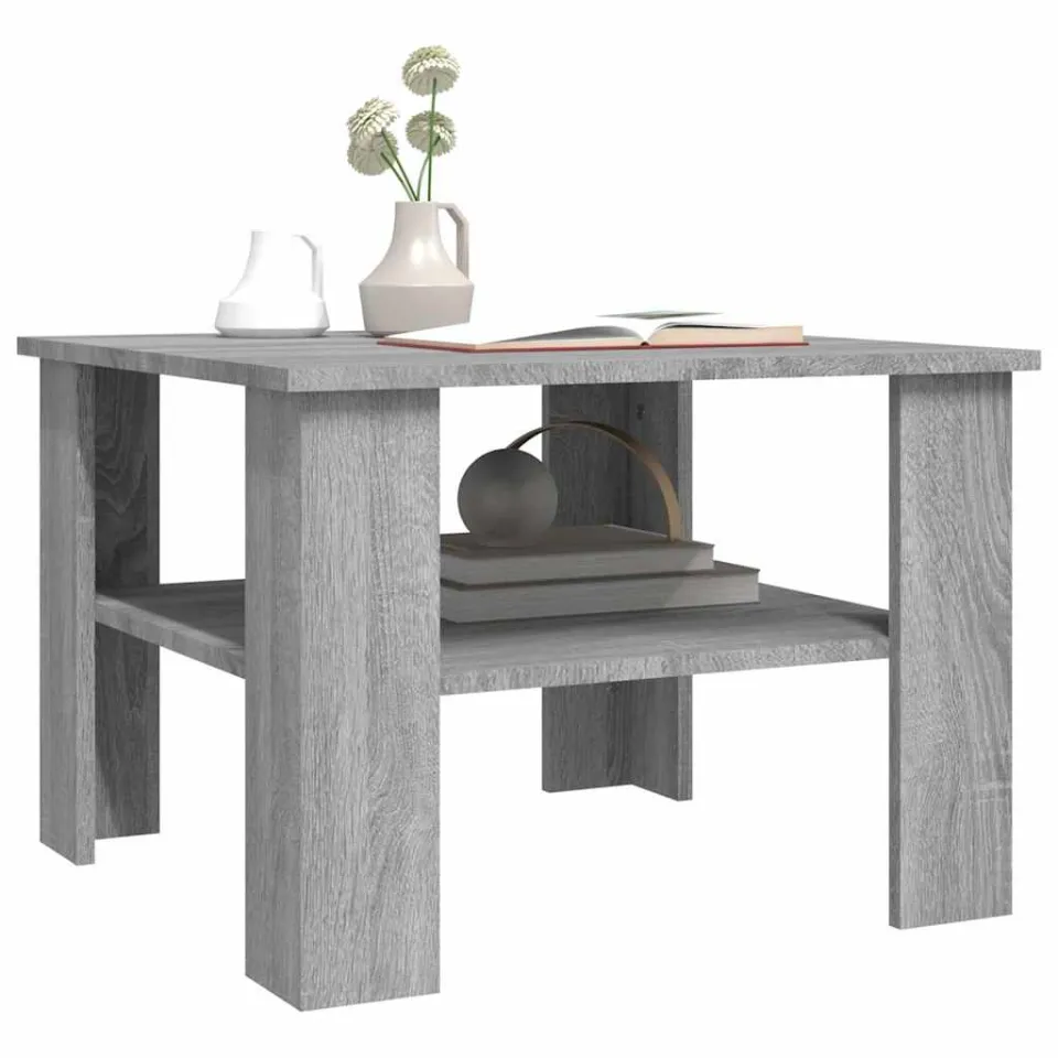 vidaXL Salontafel 60x60x42 cm bewerkt hout grijs sonoma eiken, foto 4
